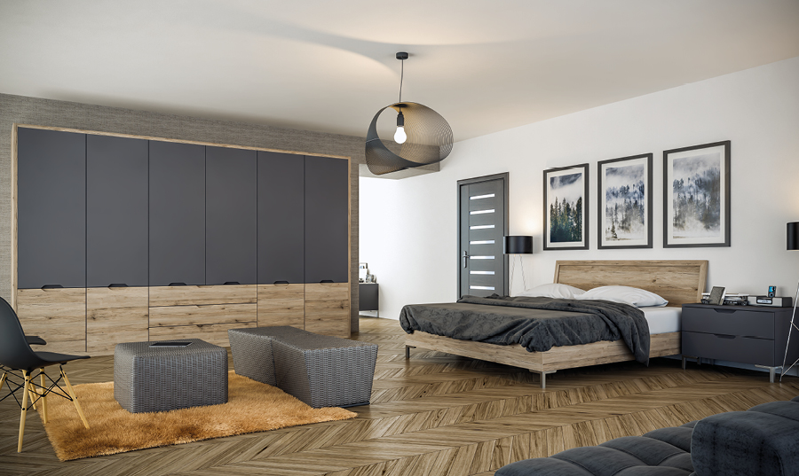 Bella Matt Graphite San Remo Rustic Integra fitted Bedroom