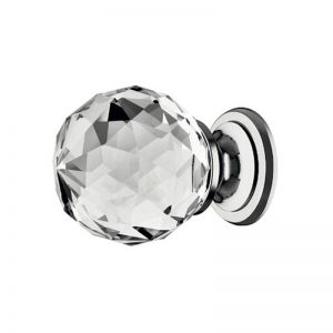 Harley Glass Knob with Polished Chrome Base 30mm