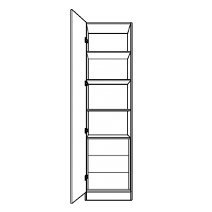 Single wardrobe with fixed shelving and 3 internal drawers