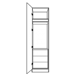 Single wardrobe with hanging space and 3 internal drawers