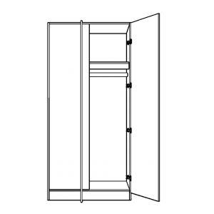 Corner wardrobe with blanking panel