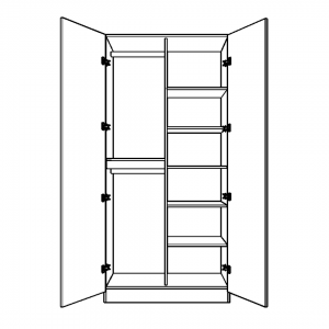 Double Hanging Wardrobe with Half Shelves Interior